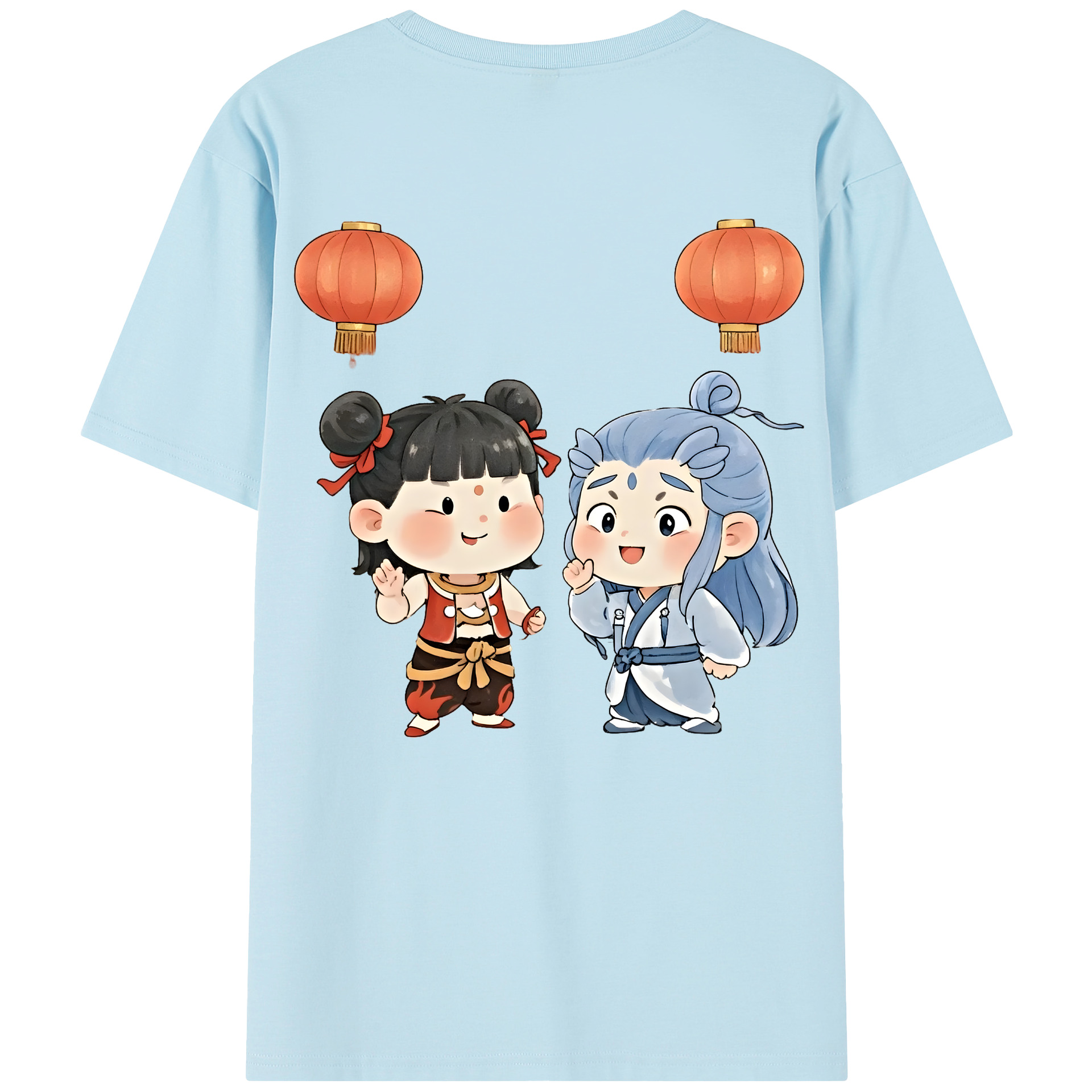 （画像用） Ne Zha 2 ナタ 魔童の大暴れ 綿100％半袖Tシャツ（背面プリント）